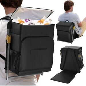 Black Insulated Backpack Cooler Chair